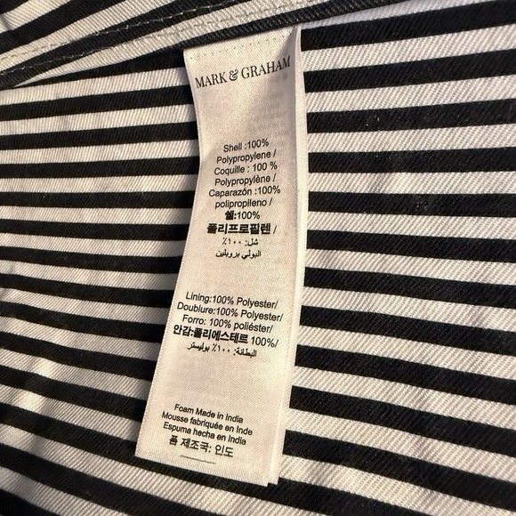 Mark And Graham Large MONTAUK RAFFIA TOTE Straw Summer Tan White Purse Bag - Picture 10 of 14